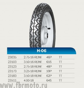 Mitas 3.50-18 62P TT H-06 Reinf.